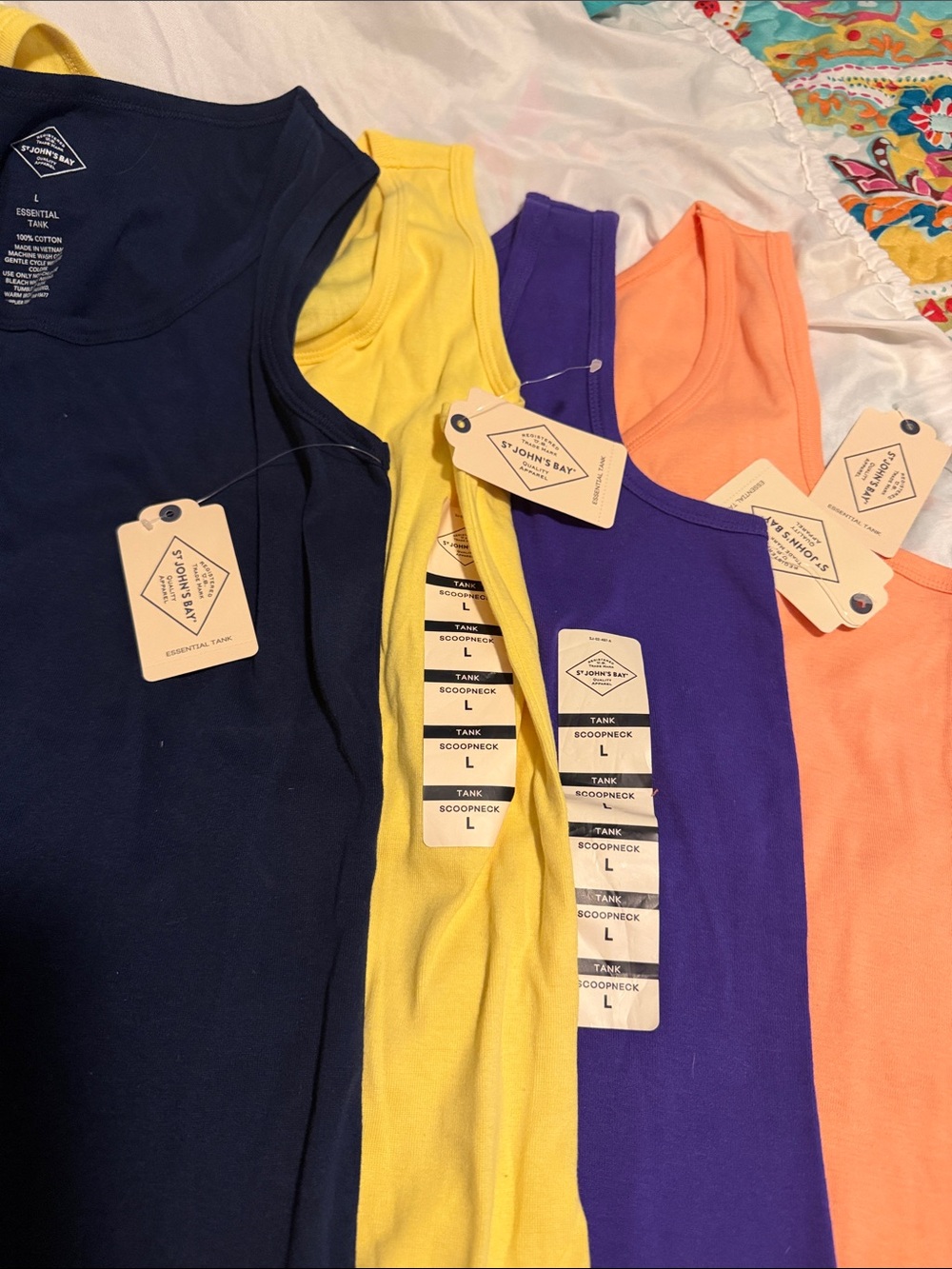 Women’s Tank Top - Navy, Yellow, Purple, Peach - St John’s Bay - Picture 3 of 3